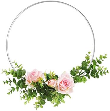 Sntieecr 9 PCS 3 Sizes Metal Floral Hoop Wreath Macrame Silver Hoop Rings for DIY Floral Macrame Hoop, Wedding Wreath Decor, Dream Catcher and Macrame Wall Hanging Crafts ( 15 / 20 / 25.5 cm)