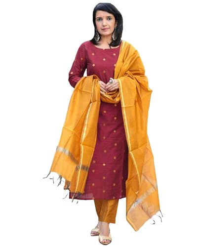 Image of GoSriKi Viscose Printed Kurta for Women | Kurti Set Woman | Kurta with Pant & Dupatta | Straight Ethnic Suit | Indian Outfit Ladies Dress Stylish Traditional Clothing Party Office Fashion Look Style