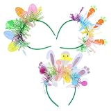 [WESIEVYA] 3個イースター用カチューシャ ウサギ耳 ひよこ ニンジンモチーフ パーティーアクセサリー 春の集まり向けフォトブース小道具 3個セ