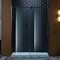 Woodbridge 56-60" W x 80" H Frameless Single Sliding Shower Door with Double Rollers,3/8(10mm) Tempered Glass with Explosion Proof Film in Matte Black Finish