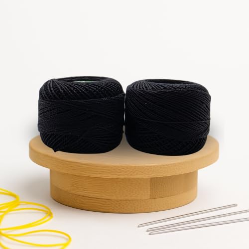 Image of Anchor Knitting Pearl Cotton Fast Colour Thread Yarn - Mercer Pearl Cotton 10gm Yarn (Thickness 1 mm) (Pack of 1 (Black)