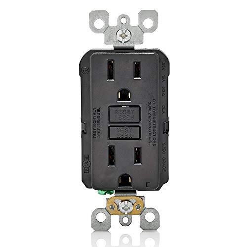 Leviton GFCI Outlet, 15 Amp, Self Test, Non Tamper-Resistant with LED Indicator Light, Protection from Electric Shock and Electrocution, GFNT1-E, Black by Leviton - Used condition - US$12.20