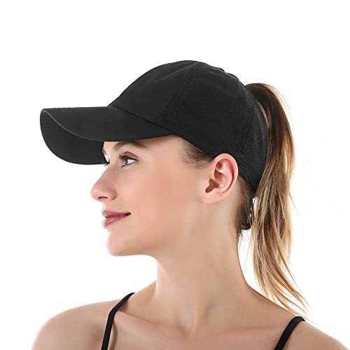 Vikodah Ponytail Baseball Cap For Women Girls,Outdoor Quick Dry Mesh Baseball Hat Adjustable Black cover