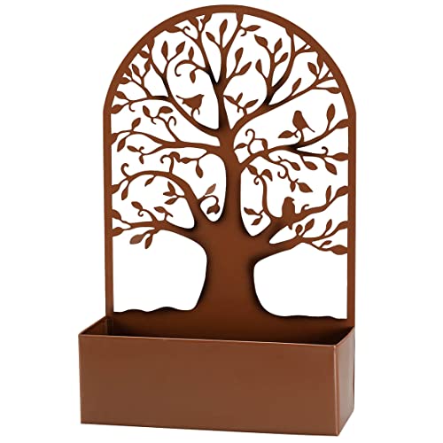 Fox Valley Traders Brown Metal Arched Tree with Birds Planter