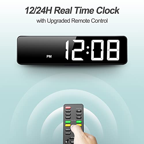 Gym Timer 15\ Große LED-Anzeige Wanduhr|Intervall-Workout|Countdown & Up|Stoppuhr|12 Einstellbare Lautstärke|3 Installationsmöglichkeiten|Digitaler Timer für Fitness Home Garage Gym und Outdoor Sport