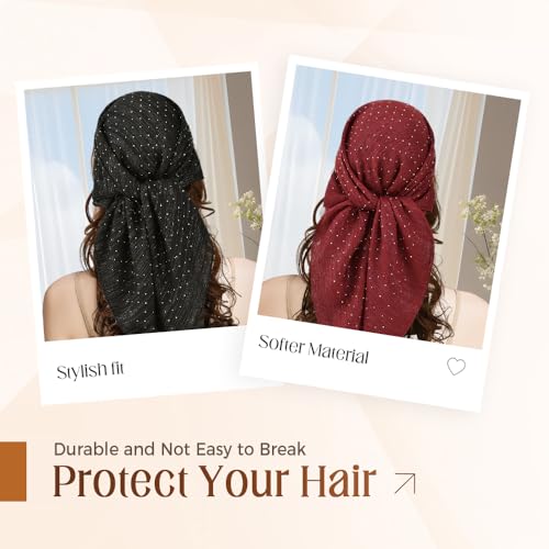Women's Glitter Decor Head Scarf, 2025 New Head Scarf for Women, Solid Shimmer Sparkle Hair Scarf3