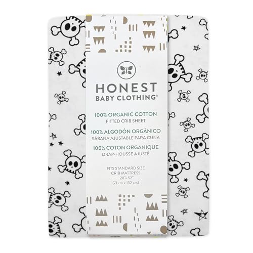 Image of HonestBaby Unisex-Baby Classics Fitted Crib Sheets Set Standard Mattress, 100% Organic Cotton Baby Boys, Girls, Neutral, 2 Pack - Rose Blossom, One Size