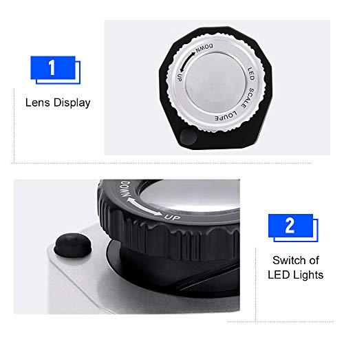 Lupa de escala de LED 30X Ampliação ajustável Lupa dobrável Tipo de mesa de metal Espelho com escala