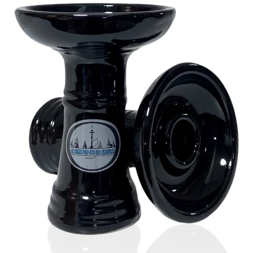 Der Tempel der Shisha – Disc Bowl Shisha – Keramik-Schale für Hookah – weißer Shisha-Kopf, kompatibel mit allen Wärmemanagern (Schwarz)