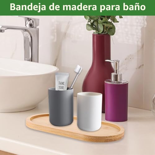 Miniatura 5 de Wopplxy 8 Piezas Bandeja Bambu, 19,5 X 9,5 X 1 Cm Bandeja Madera Pequeña, Bandeja Baño Para Desayuno, Café, Pan, Té, Pasteles, Toallas Y Accesorios De Ducha