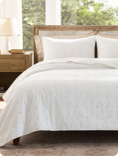 Bedsure PureWoven 100% Cotton Quilt Queen White