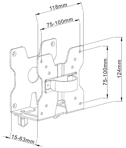 Allcam Thin Client Mount/Mini CPU Holder w/Pole clamp, Vesa Mount & Underdesk Fixings (Universal Mount for NUC Units up to 5Kgs and VESA 75, Vesa 100)