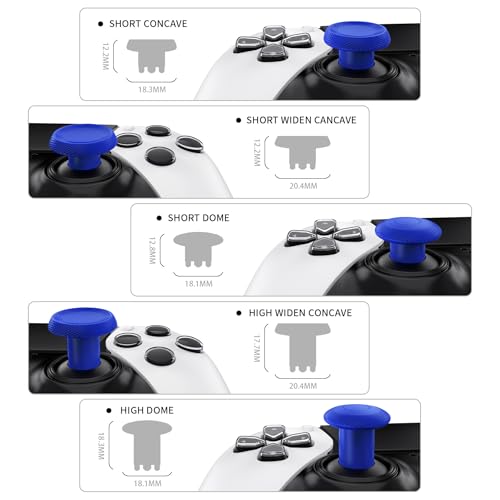 Image of eXtremeRate ThumbsGear Interchangeable Thumbsticks for PS5 Edge Controller, Replacement Blue Analog Thumb Sticks Caps for PS5 Edge Controller - 4 Heights 3 Surfaces Grips - Without Thumbstick Base