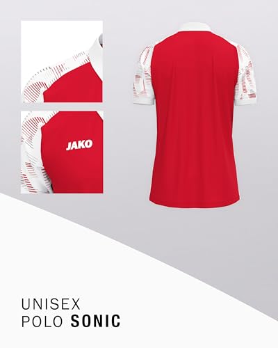 JAKO Unisex Poloshirt Sonic, rot/weiß, 4XL – Ansicht 4