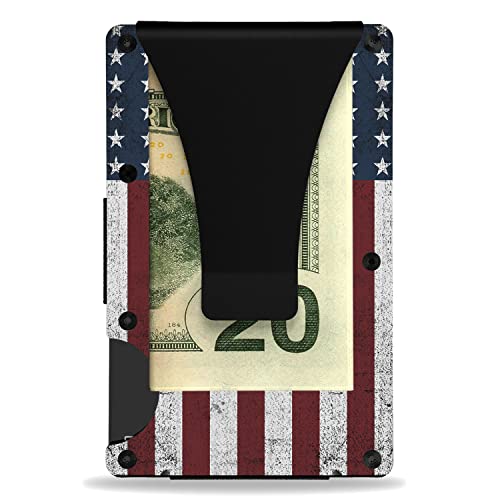 Slim Wallet With Money Clip, Personalized Engraved Marines Metal Wallet For Men, Slim Blocking Metal Pocket Credit Card Holder Minimalist Wallet For Marines 3.35 x 2.13, Black, MWL00013