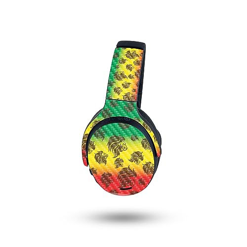 Image of MightySkins Carbon Fiber Skin Compatible with Skullcandy Crusher ANC 2 - Rasta Lion | Protective, Durable Textured Carbon Fiber Finish | Easy to Apply