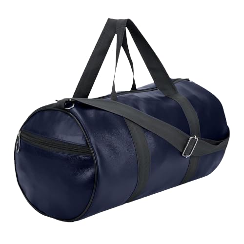 Image of Trendy & Classic Leather Gym Bag for Men & Women with Shoulder Strap Yoga & Travel Duffle Bag for Boys & Girls Outdoor Blue 43cm x 23cm x 23cm