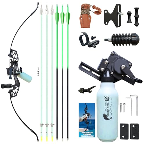 IS-TONGTU Bow Fishing Combo Kit 40lb Bowfishing Bow Kit,Archery Recurve Bow and Arrow with Reel/Bowfishing Arrows for Adults Hunting,Fishing,Practice