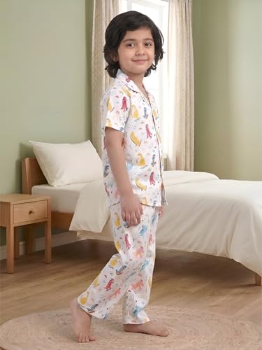 Image of POLKA TOTS 100% Pure Cotton Half Sleeve Night Suit for Kids, Girls & Boys | Cotton Pyjama Set | Unisex Night Dress for Children | Night Suit for Girls |Sleepwear for Kids | Winter Night Dress for Boys