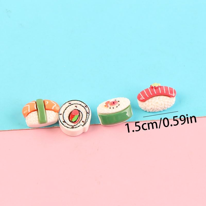 80pcs Assorted Mini Onigiri Sushi Resin Beads（Mixed delivery）, Cream Glue Craft Kit for Jewelry Phone Case Home Decoration Supplies image 4