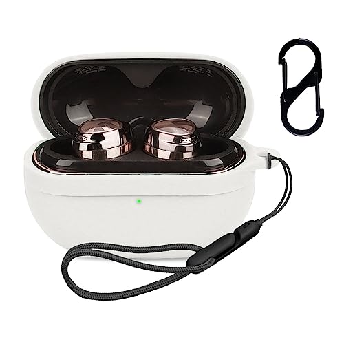 SOUNDPEATS Opera05 / Opera03 用 ケース カバー 【NOUKAJU】 ワイヤレス イヤーホン シリコン 保護ケース (カラビナ付き+ストラップ付き ) 落下防止 キズ防止 耐衝撃 装着充電可能 防水 防塵 (ホワイト)