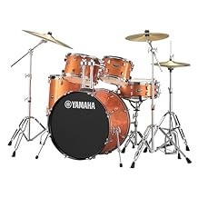 Yamaha Rydeen 5-Piece Drum Set With 22" Bass Drum, Floor Tom, 2 Toms With Ball Clamp And Wood Snare Drum, Orange Glitter