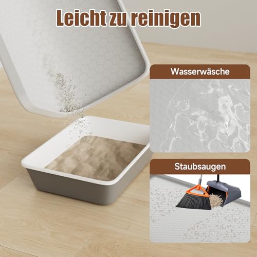 Pawinner – Duża Mata Pod Kuwetę 86 X 56 Cm, Mata z Silikonu Spożywczego, Wodoodporna I Odporna na Mocz, Antypoślizgowa, Nadająca Się do Prania, Łatwa w Czyszczeniu, Kolor Szaro-Biały