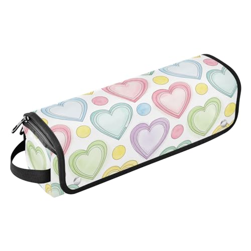 Bolso organizador para herramientas de cabello Colorful Hearts Light, compatible con planchas, rizadores y accesorios de cuidado capilar, resistente al calor, gran capacidad y apertura amplia