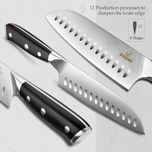 7 inch Santoku knife, Kitchen knife Ultra Sharp Knives Japanese Chef knife, German Stainless Steel knife Chef for Cutting Chopping Knives for Meat Vegetable Fruits, with Ergonomic Handle, Gift Box - Image 3