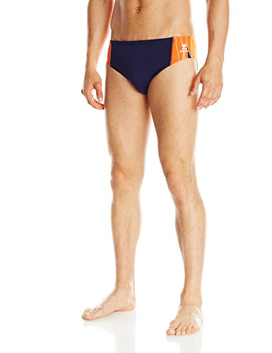 TYR SPORT Men's Phoenix Splice Racer Swimsuit (Navy/Orange, Size 36)