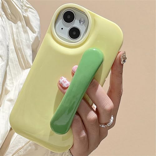 Coque poignée de porte iPhone mignonne pour éviter les chutes de téléphone jaune pour fille