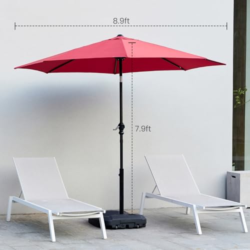image for SMUG 9FT Outdoor Patio Umbrella with Push Button Tilt and Crank, Water