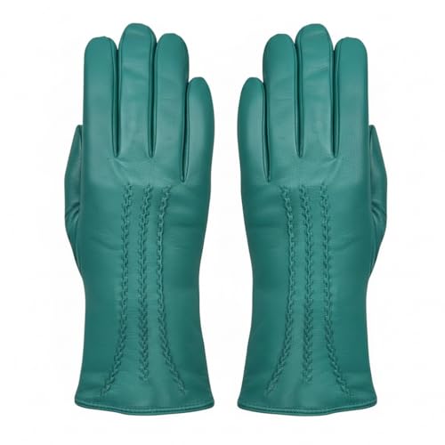 Image of TheGloveHut Womens New Genuine Soft Leather Fully Lined Winter Gloves Gift Boxed (Jade, Medium 7")