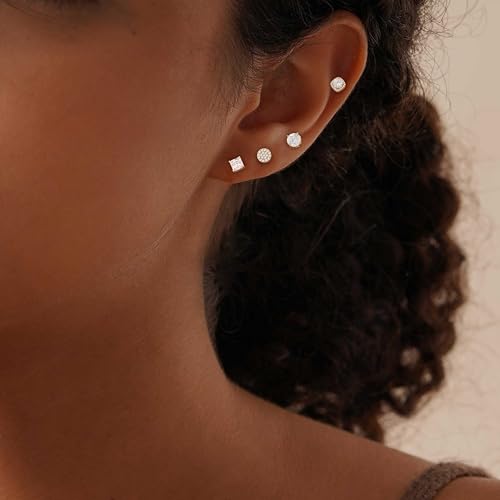 FUCJOEE 4Pairs Stud Earrings for Women - 14K Gold Plated Hypoallergenic Cubic Zirconia Earrings Studs Dainty Gold Earring Stack Small Stud Earring Sets for Multiple Piercing Trendy Jewelry Gifts by FUCJOEE - Used condition - Image 4