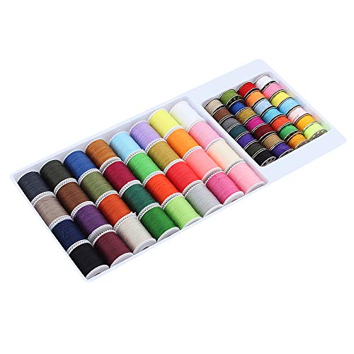 ShawFly Juego de hilos de coser 60 PCS Juego de viaje de costura Caja de hilos Rosca inferior Línea superior Línea de color del hogar Apto para coser a mano y coser a máquina