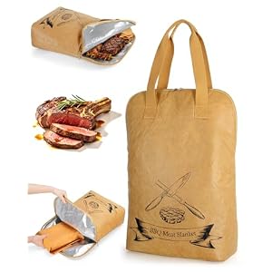 Marscamd BBQ Blanket for Resting Meat with Wide Opening, Meat Resting Bag with Handle for Briskets, Pork, Turkey, Steaks, Smoker Accessories, Grilling Gift for Men & BBQ Lovers, Brown