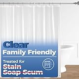 downluxe Shower Curtain Liner, PEVA Plastic Shower Liner with 3 Magnets, 72' x 72' Waterproof Bathroom Curtain, 4G Clear, 1 Pack
