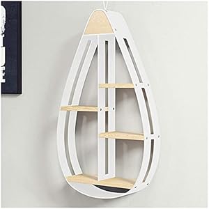 HJW Praktische opbergrek Wandmontage Drijvende Plank 4 Tier, Metalen Houten Display Opbergrek voor Woonkamer Slaapkamer Badkamer Gang Balkon Installatie Modern Design 1Huiyang-01020, Wit