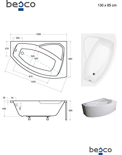 BESCO RIMA Vasca da bagno 130 x 85 cm, in