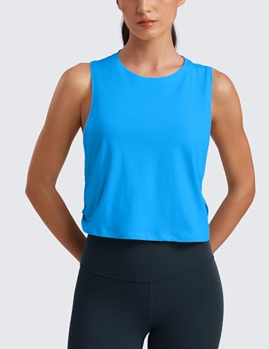 Image of CRZ YOGA Pima Cotton Dropped Armhole Tank | Workout, Naturally Soft, Loose Fit, Crop, Crewneck, Knotted Sides, Sleeveless Tops for Women