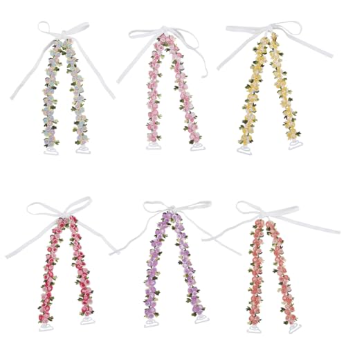 Image of FREEBLOSS 6 Pairs Decorative Floral Bra Straps Removable Invisible Bra Straps Replacement 6 Styles Adjustable Lingerie Strap for Women, 1 inch in Width