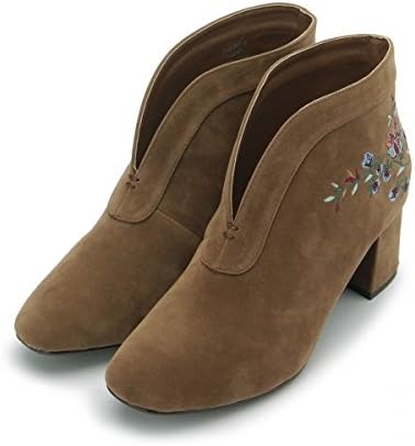 Amazon ハッシュアッシュ レディス Hushush Ladies Lシューズ 刺繍入りスエード調ショートブーツ ブラウン 042 35 23 5cm Hushush Ladies ハッシュアッシュ レディス ファッションサンダル