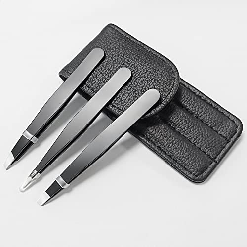 Topmeet Eyebrows Tweezers Set,Stainless Steel Precision Remover Kit For Facial Hair, Inward Growing Hair And Splinter,Suitable For Women, Men (Black) #TOP6