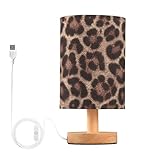 Lampe Plug and Play : la lampe de table de chevet est livrée avec une base ronde en bois, une ampoule LED non vacillante, un abat-jour en lin amovible, un câble d'interface USB et un interrupteur à bouton-poussoir pour allumer et éteindre la lumière