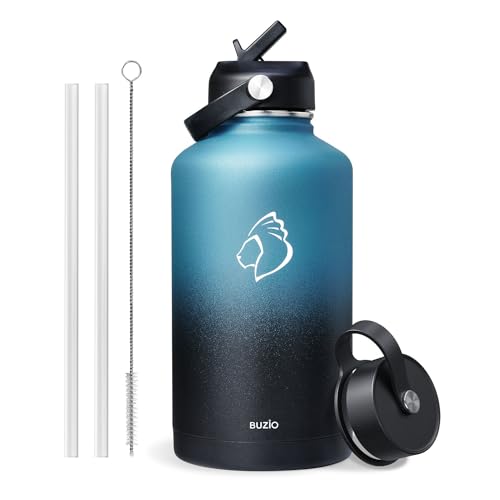 Image of BUZIO Triple Wall Vacuum Water Bottle with Dust-Proof Straw & Spout Lids