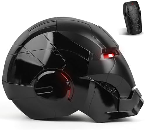 Iron Hero MK 5 Black Edition Helmet for Man – 1:1 Wearable Collectible with Voice, Touch & Remote Control, LED Eyes & Realistic Sound Effects – Cosplay & Display Prop Gift for Adults and Teens