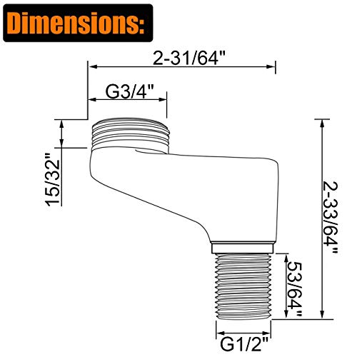 Hwmate Wall Mount Brass 3-3/8" Clawfoot Bathtub Adapter Shower Faucet Swing Arms Replacement With Adjustable Cap Chrome Finish #TOP3