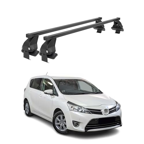 OMAC Barres de Toit transversales en Acier pour Toyota Verso S 2010-2016 – Antivol Inclus – Testées City Crash – DIN 75302:2019 – ISO/Pas 11154:2006 – Charge Max 50 kg Noir