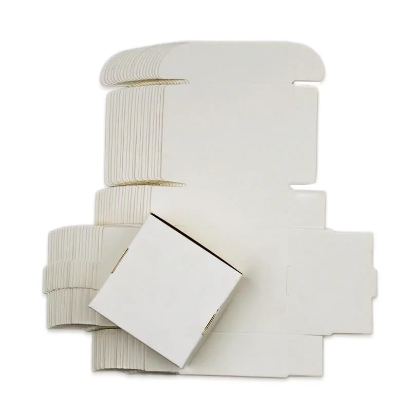 Kraft Geschenkboxen 50 Teile/los Blank Kraft Handgemachte Seife Box Weiß Karton Papier Schmuck Box Hochzeit Party Favor Schwarz Handwerk Geschenk Box (Color : White, Size : 8x6x2.2cm)