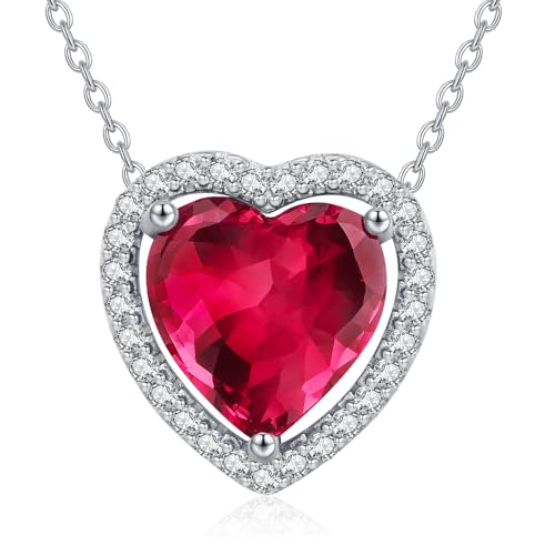 Image of BOIGEGU S925 Silver Birthstone Heart Locket Pendant Necklace Gift for Women